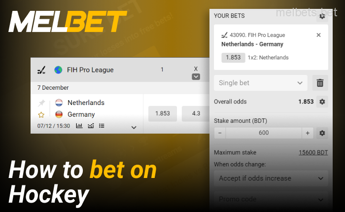 Bet on a hockey match at Melbet - guide
